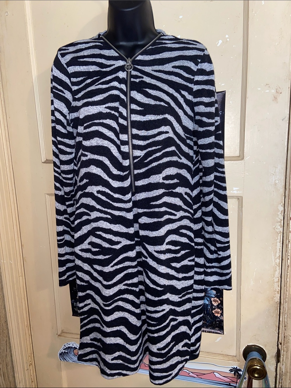 ZEPRA PRINT SWEATER DRESS Mini Half Zip Loose Fit MICHAEL KORS